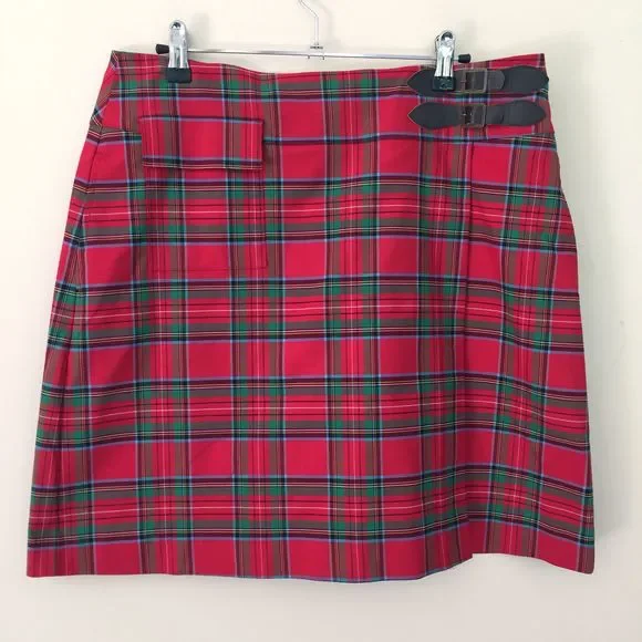 Lilly Pulitzer Red and Green Plaid Mini Skirt - Picture 1 of 6